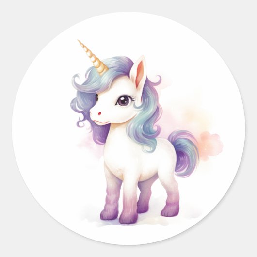 Happy Beautiful Majestic Unicorn Runder Aufkleber (Vorderseite)