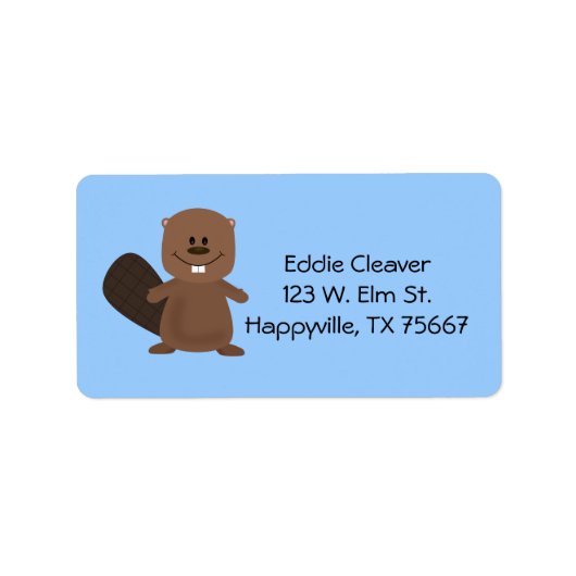 Happy Beaver Address Label Adressaufkleber (Vorne)