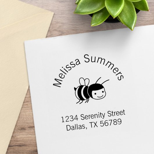 Happy Bee-Adresse Gummistempel