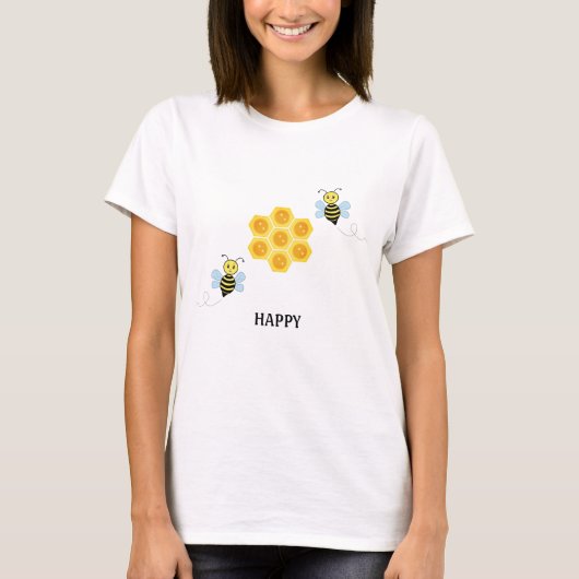 Happy Bee and Honeycomb T - Shirt (Vorderseite)