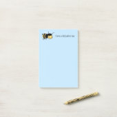 Happy Bee BEEutiful (Beautiful) Day Blue Post-it Klebezettel (Auf Schreibtisch)