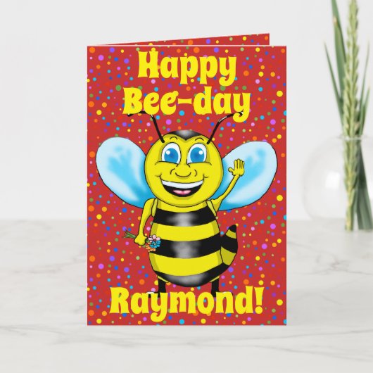 Happy Bee Birthday Card Karte (Vorderseite)