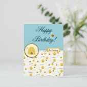 Happy Bee Birthday! Postkarte (Stehend Vorderseite)