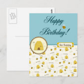 Happy Bee Birthday! Postkarte (Vorne/Hinten)