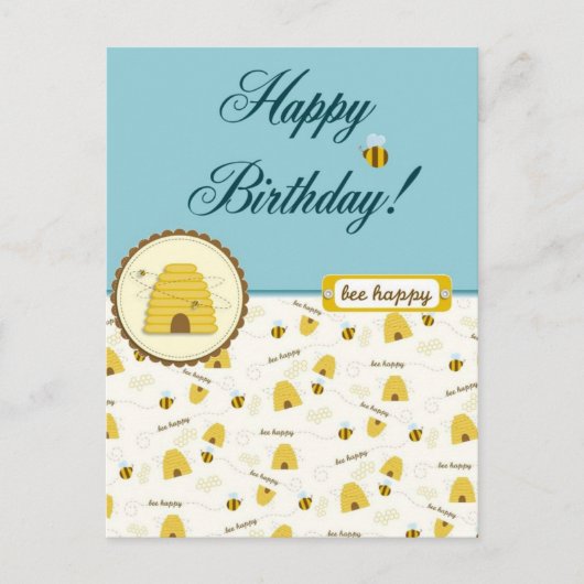 Happy Bee Birthday! Postkarte (Vorderseite)