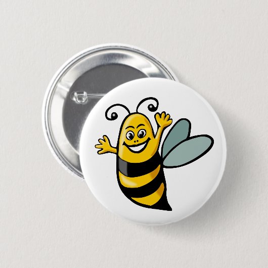 Happy Bee Button (Vorne & Hinten)