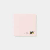 Happy Bee Buzzing on Pink Post-it Klebezettel (Vorderseite)