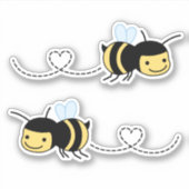 Happy Bee Buzzing rund um das Herz Aufkleber (Vorderseite)