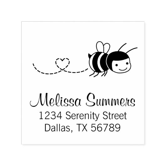 Happy Bee Buzzing rund um die Adresse Permastempel (Design)