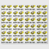 Happy Bee Day Bday Black Yellow Bumblebee Geburtst Geschenkpapier (Flach)
