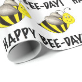 Happy Bee Day Bday Black Yellow Bumblebee Geburtst Geschenkpapier (Rolleneckpunkt)
