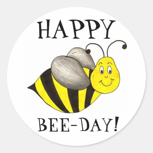 Happy Bee Day Bday Bumblebee Birthday Honeybee Runder Aufkleber (Vorderseite)