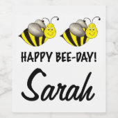 Happy Bee Day Bday Bumblebee Personalisiert Geburt Weinetikett (Einzelnes Label)