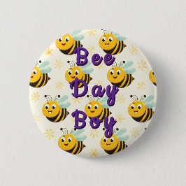 Happy Bee Day Birthday Balloon Button