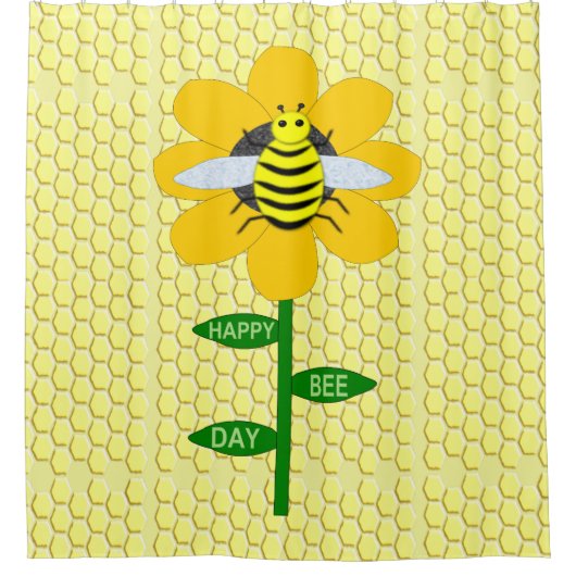Happy Bee Day Birthday Bumblebee Duschvorhang (Vorderseite)