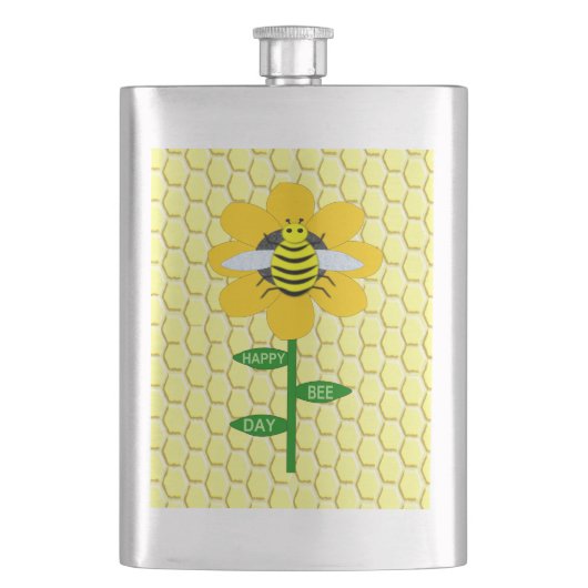 Happy Bee Day Birthday Bumblebee Flachmann (Vorderseite)