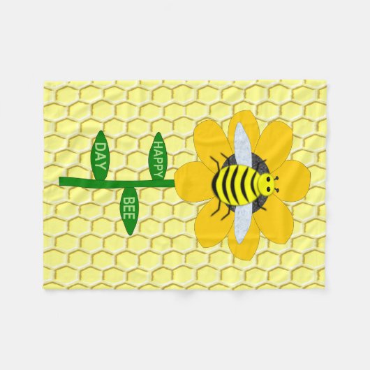 Happy Bee Day Birthday Bumblebee Fleecedecke (Vorderseite (Horizontal))