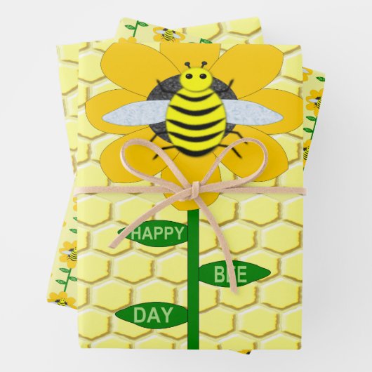 Happy Bee Day Birthday Bumblebee Geschenkpapier Set (Beispiel)