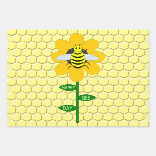 Happy Bee Day Birthday Bumblebee Geschenkpapier Set (Vorderseite)