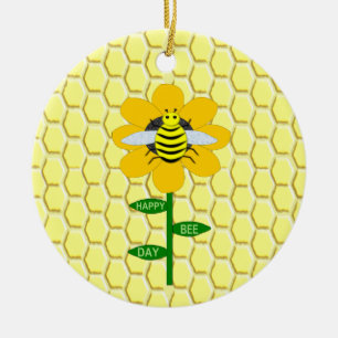 Happy Bee Day Birthday Bumblebee Keramik Ornament