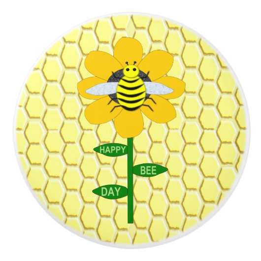 Happy Bee Day Birthday Bumblebee Keramikknauf (Vorderseite)