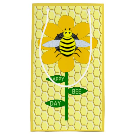 Happy Bee Day Birthday Bumblebee Kleine Geschenktüte (Vorderseite)