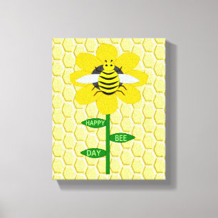 Happy Bee Day Birthday Bumblebee Leinwanddruck