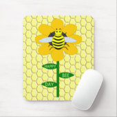 Happy Bee Day Birthday Bumblebee Mousepad (Mit Mouse)