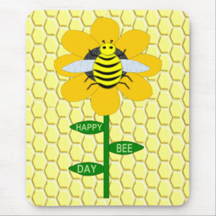 Happy Bee Day Birthday Bumblebee Mousepad