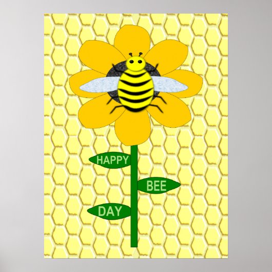 Happy Bee Day Birthday Bumblebee Poster (Vorne)