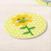Happy Bee Day Birthday Bumblebee Runder Pappuntersetzer (Angewinkelt)