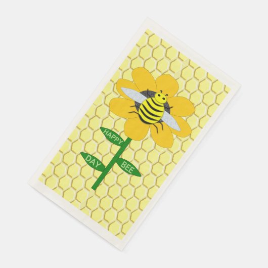 Happy Bee Day Birthday Bumblebee Serviette (Ecke)