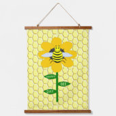 Happy Bee Day Birthday Bumblebee Wandteppich Mit Holzrahmen (Vorderseite)
