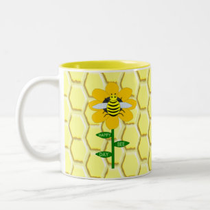 Happy Bee Day Birthday Bumblebee Zweifarbige Tasse