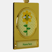 Happy Bee Day Birthday Hummel Custom Banner-Ornament Gold (Rechts)