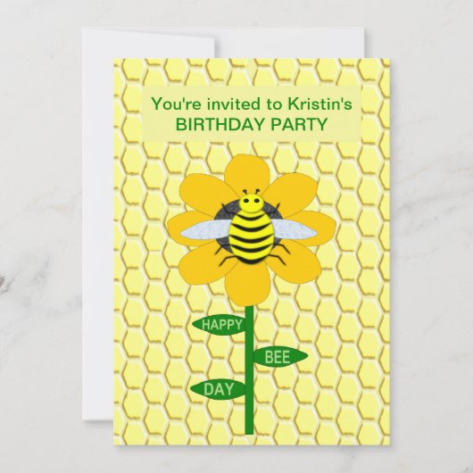 Happy Bee Day Birthday Hummel Custom Einladung (Vorderseite)
