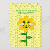Happy Bee Day Birthday Hummel Custom Einladung (Vorne/Hinten)