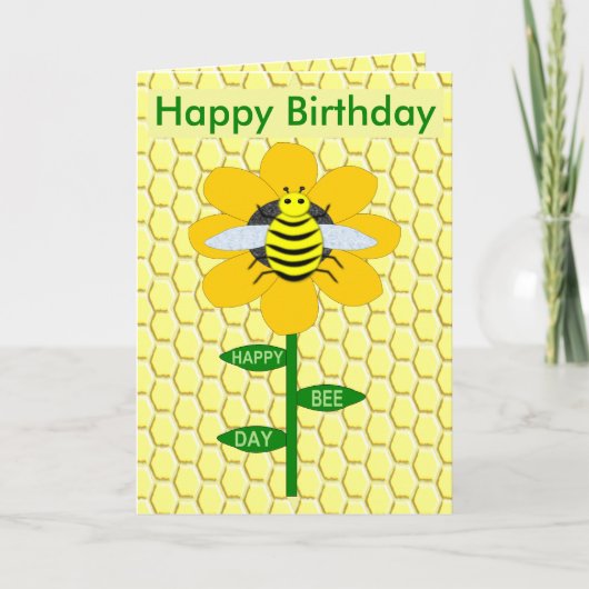 Happy Bee Day Birthday Hummel Custom Karte (Vorderseite)