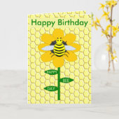 Happy Bee Day Birthday Hummel Custom Karte (Gelbe Blume)