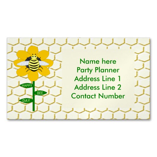Happy Bee Day Birthday Hummel Custom Magnetische Visitenkarte (Vorderseite)