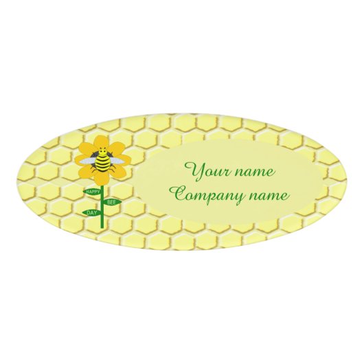 Happy Bee Day Birthday Hummel Custom Namenschild (Vorderseite)