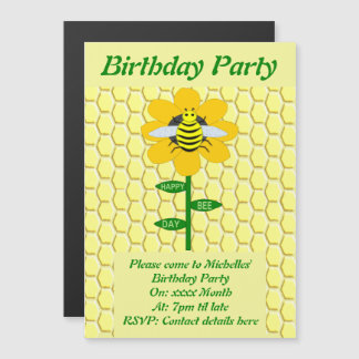 Happy Bee Day Birthday Hummel Custom Party Magneteinladung