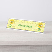 Happy Bee Day Birthday Hummel Custom Schreibtischnamensplakette (Vorderseite )
