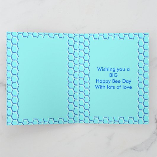 Happy Bee Day Boy Blue Birthday BumblebeCustom Karte (Innenseite)