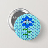 Happy Bee Day Boy Blue Birthday Bumblebee Button (Vorne & Hinten)