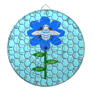 Happy Bee Day Boy Blue Birthday Bumblebee Dartscheibe