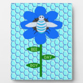 Happy Bee Day Boy Blue Birthday Bumblebee Fotoplatte (Vorderseite)