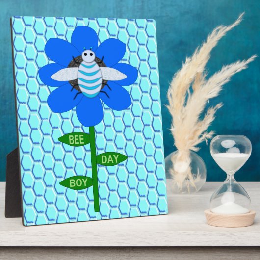 Happy Bee Day Boy Blue Birthday Bumblebee Fotoplatte (Seite)