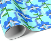 Happy Bee Day Boy Blue Birthday Bumblebee Geschenkpapier (Rolleneckpunkt)