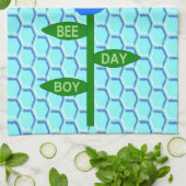Happy Bee Day Boy Blue Birthday Bumblebee Geschirrtuch (Gefaltet)